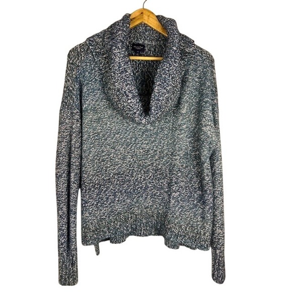 American Eagle Outfitters Cowl Neck Marled Knit Sweater Women Blue‎ M - Picture 5 of 13